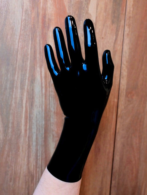 Black Latex Short Gloves 0.4mm Molded Rubber