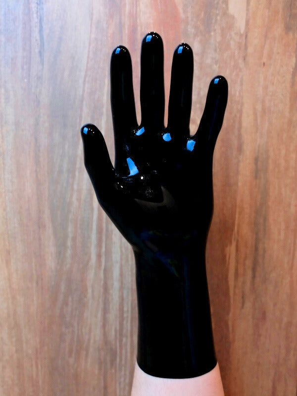 Black Latex Short Gloves 0.4mm Molded Rubber