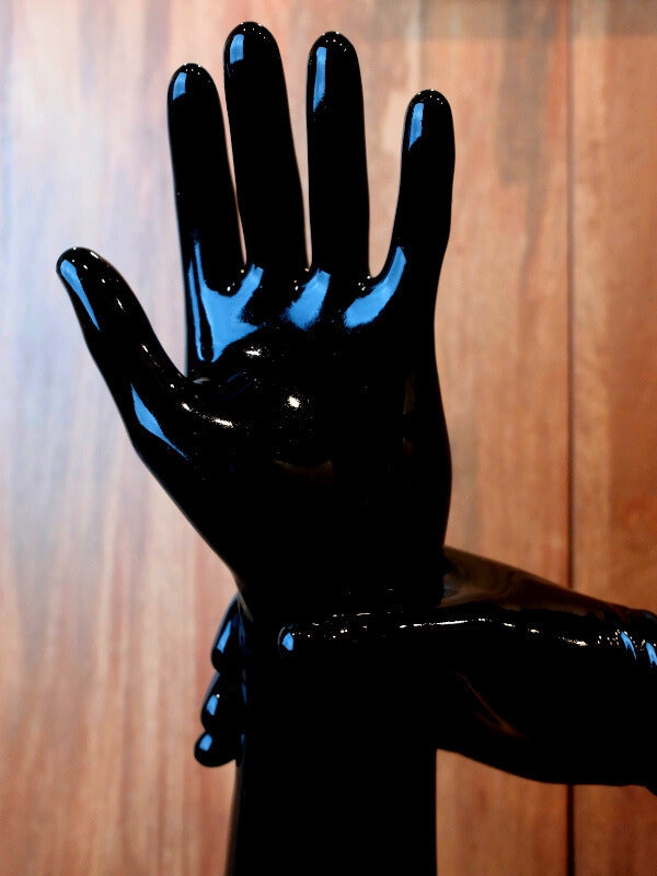 Black Latex Short Gloves 0.4mm Molded Rubber